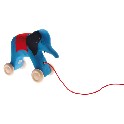 Elefant på hjul til at trække - blå