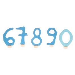 Tal - 6,7,8,9,0 - blå til lysestage Tal - 6,7,8,9,0 - blå til lysestage