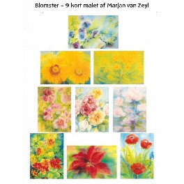 Blomster - 9 kort (større end postkort)